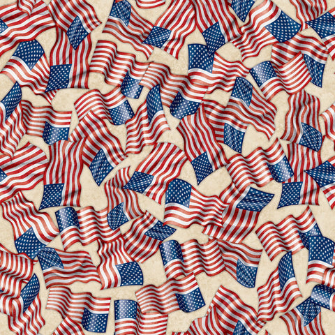 Image of the American Heroes Police Wavy Flag Cream quilting cotton fabric by QT Fabrics. Features wavy flags on a cream background.
Cute Little Fabric Shop