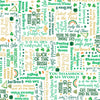 Image of the St. Paddys Cheer Irish Lingo White quilting cotton fabric by QT Fabrics. Features green text on a white background. 
Cute Little Fabric Shop.