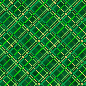 Image of the St. Paddys Cheer Biased Plaid Green quilting cotton fabric by QT Fabrics. Features green diagonal stripes on a green background. 
Cute Little Fabric Shop.