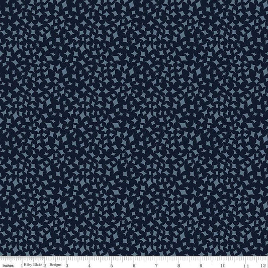 Image of the Curated Blooms On Point Midnight quilting cotton fabric by Judi Madsen for Riley Blake Designs. Features small tone on tone diamonds on a blue background.
Cute Little Fabric Shop