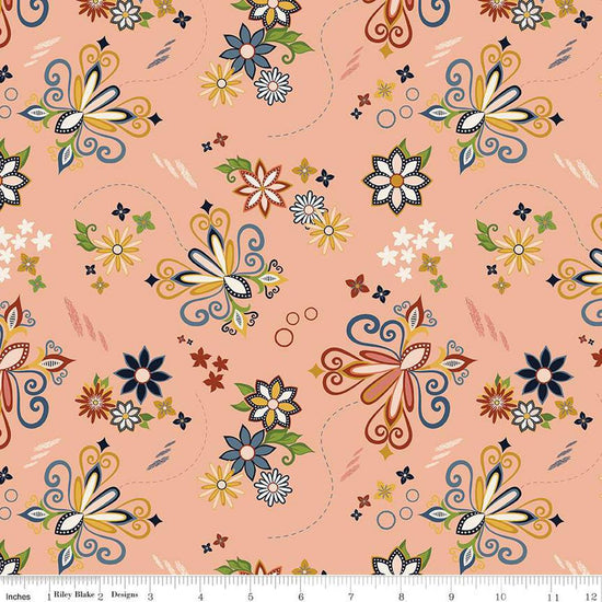Image of the Curated Blooms Dance Blush quilting cotton fabric by Judi Madsen for Riley Blake Designs. Features flowers and dashes and stars on a blush background.
Cute Little Fabric Shop