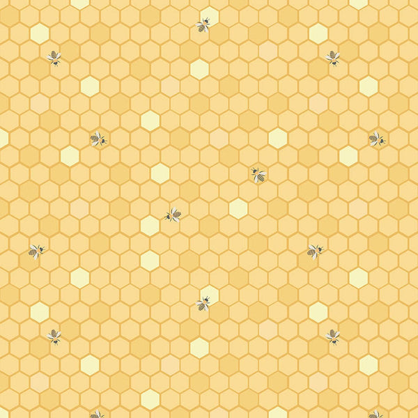 Image of the Sunshine and Sweet Tea Honeycomb quilting cotton fabric by Riley Blake Designs. Features honeycomb patterns. 
Cute Little Fabric Shop