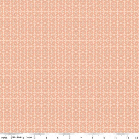Image of the Curated Blooms Mosaic Diamonds Blush quilting cotton fabric by Judi Madsen for Riley Blake Designs. Features geometric diamonds and dots on a pink background.
Cute Little Fabric Shop