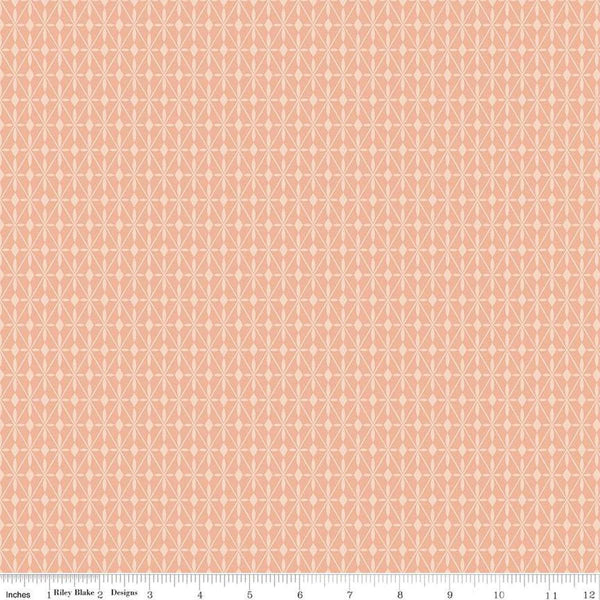 Image of the Curated Blooms Mosaic Diamonds Blush quilting cotton fabric by Judi Madsen for Riley Blake Designs. Features geometric diamonds and dots on a pink background.
Cute Little Fabric Shop