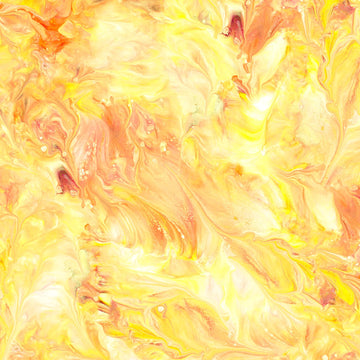 Image of the Mixology Mix Dusty Sun quilting cotton fabric by Ocllo Mason For QT Fabrics. Features acrylic swirls on a yellow background. 
Cute Little Fabric Shop