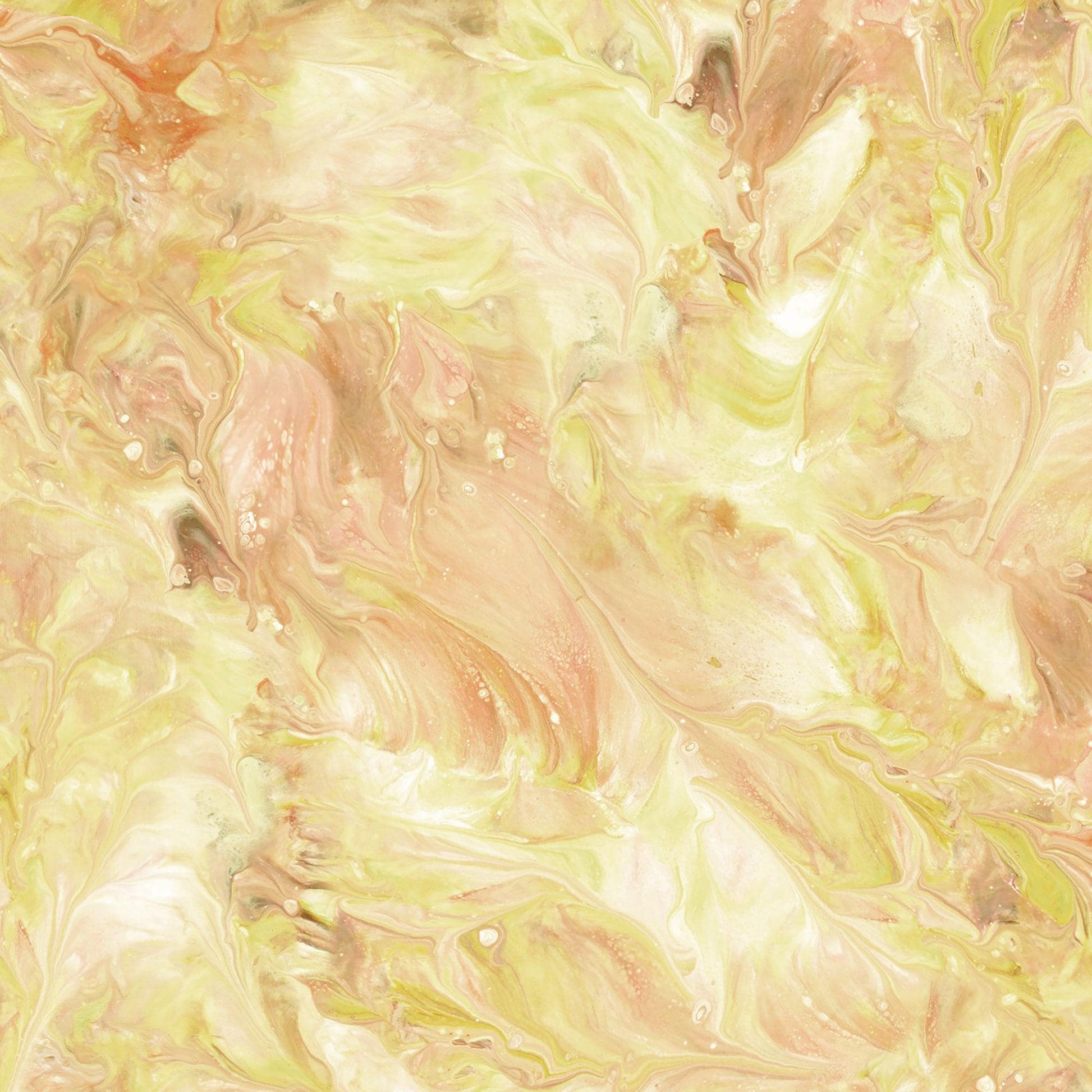 Image of the Mixology Mix Dusty Sun quilting cotton fabric by Ocllo Mason For QT Fabrics. Features acrylic swirls on a yellow background. 
Cute Little Fabric Shop