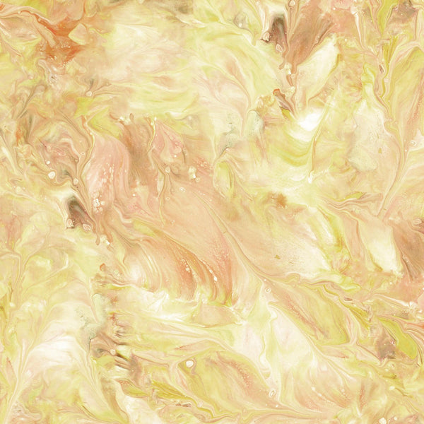 Image of the Mixology Mix Dusty Sun quilting cotton fabric by Ocllo Mason For QT Fabrics. Features acrylic swirls on a yellow background. 
Cute Little Fabric Shop
