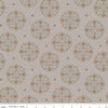 Image of the Sewing Your Oats Medallions Gray Quilting cotton fabric by Karen Walker for Riley Blake Designs. Features circle medallions on a gray background. Cute Little Fabric Shop.