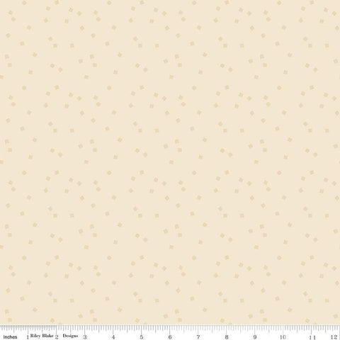 Image of the Sewing Your Oats Squares Oat quilting cotton fabric by Karen Walker for Riley Blake Designs. Features small squares scattered on a cream background. 
Cute Little Fabric Shop