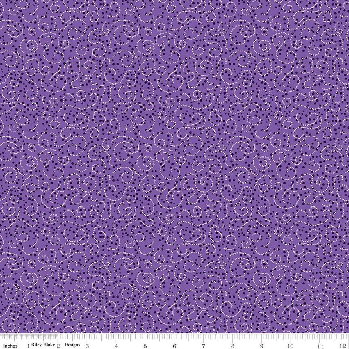 Fat Quarter End of Bolt - Plum Petals Swirl C15645 Violet - Riley Blak ...