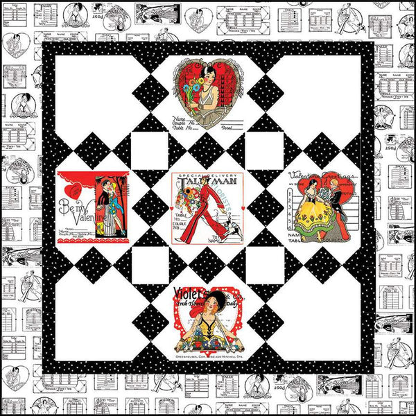 Image of the Special Delivery quilt pattern by J. Wecker Frisch. Features valentine themed fabrics on a white background. 
Cute Little Fabric Shop