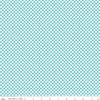 Image of the Check Please! 1/4 inch Check Peacock quilting cotton fabric by Riley Blake Designs. Features a small printed gingham checkered pattern with a blue checkered print. Cute Little Fabric Shop