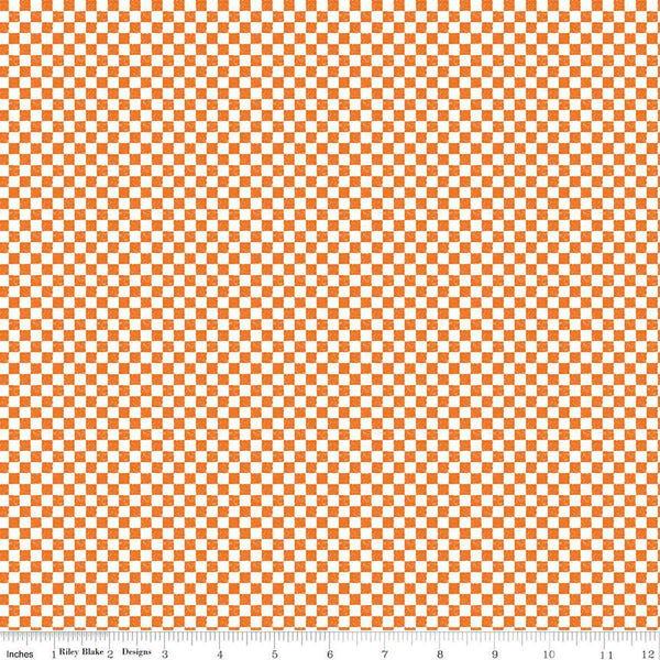 Image of the Check Please! 1/4 inch Check Autumn quilting cotton fabric by Riley Blake Designs. Features a small printed gingham checkered pattern with a yellow checkered print. Cute Little Fabric Shop