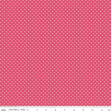 9" End of Bolt - Flora No. 6 Geometric C14464 Raspberry by Riley Blake Designs - Diagonal Grid Criss-Cross Dots - Quilting Cotton Fabric