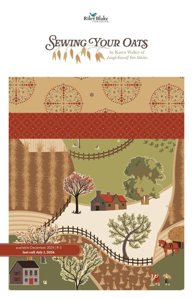 Image of the Sewing your Oats Storyboard by Karen Walker for Riley Blake Designs. Features farm themed fabrics on various red, green, and gray backgrounds. 
Cute Little Fabric Shop