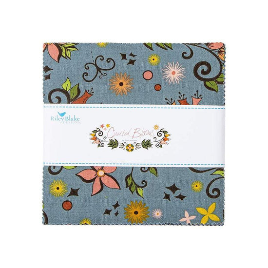 Image of the Curated Blooms 5 inch stacker by Judi Madsen for Riley Blake Designs. Features floral fabrics. 
Cute Little Fabric Shop