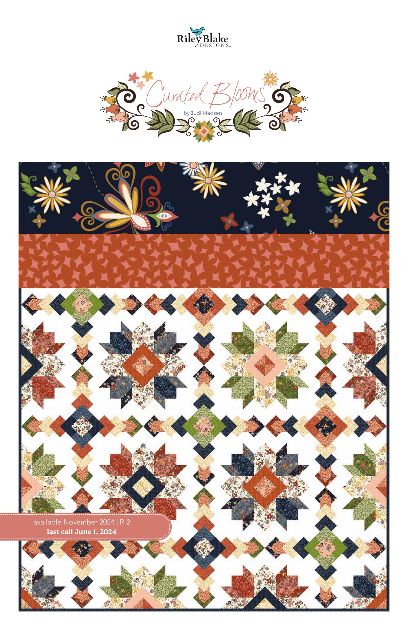 Image of the Curated Blooms Storyboard with quilting cotton fabric by Judi Madsen for Riley Blake Designs. Features floral fabrics. 
Cute Little Fabric Shop