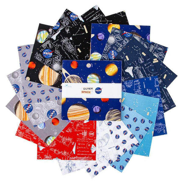 Image of the Outer Space by NASA 10 inch Stacker by NASA for Riley Blake Designs. Features space themed fabrics. 
Cute Little Fabric Shop