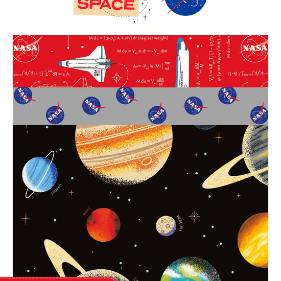 Image of the Outer Space by NASA Storyboard by NASA for Riley Blake Designs. Features space themed fabrics. 
Cute Little Fabric Shop