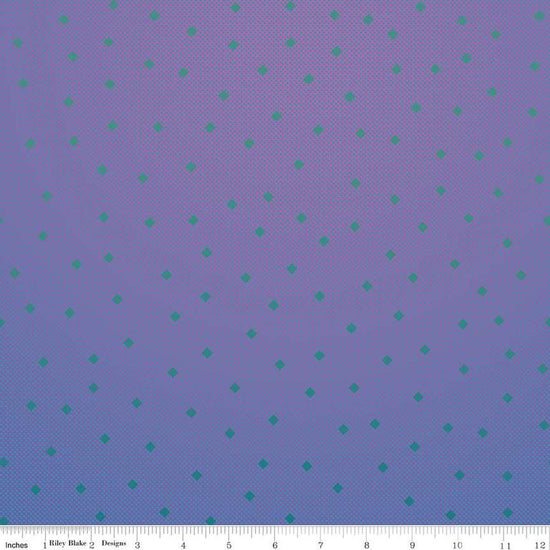 Image of the Brilliance Gemstones Blizzard quilting cotton fabric by Gerri Robinson for Riley Blake Designs. Features an ombre fabric with purple and blue. 
Cute Little Fabric Shop
