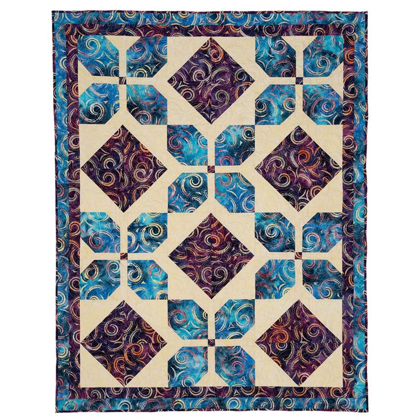Image of the Double Focus 3 yard quilt by Robertson and Morgan for QT Fabrics. Features a blue quilt. 
Cute Little Fabric Shop