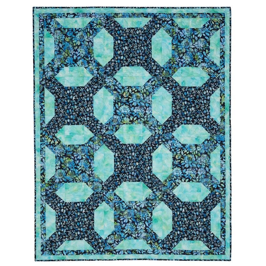 Image of the Double Focus 3 yard quilt by Robertson and Morgan for QT Fabrics. Features a teal quilt. 
Cute Little Fabric Shop