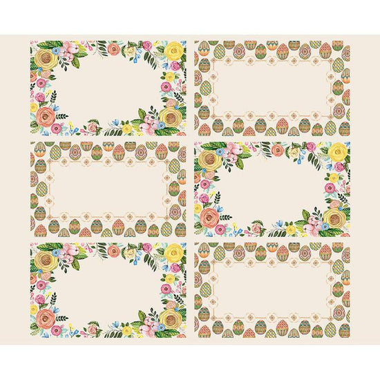Image of the Sweet Spring Easter Placemat Panel quilting cotton fabric by Hester & Cook for Riley Blake Designs. Features floral placemats on a cream background. 
Cute Little Fabric Shop
