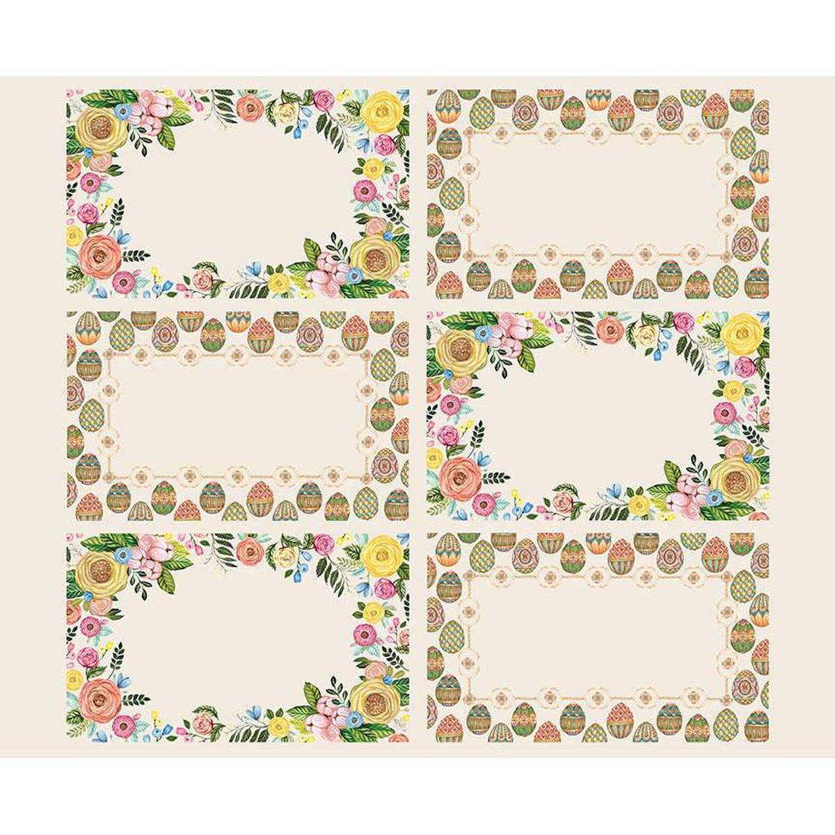 Image of the Sweet Spring Easter Placemat Panel quilting cotton fabric by Hester & Cook for Riley Blake Designs. Features floral placemats on a cream background. 
Cute Little Fabric Shop