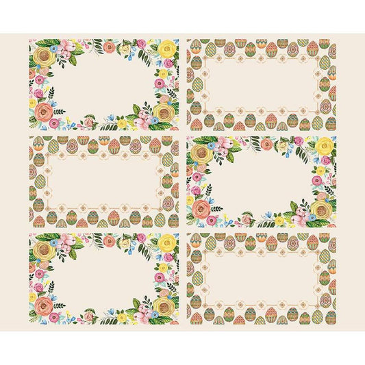 Image of the Sweet Spring Easter Placemat Panel quilting cotton fabric by Hester & Cook for Riley Blake Designs. Features floral placemats on a cream background. 
Cute Little Fabric Shop