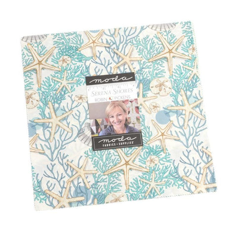 Image of the Serena Shores Layer Cake by Robin Pickens for Riley Blake Designs. Features sea themed fabrics. 
Cute Little Fabric Shop