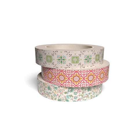 Image of the Lori Holt Piece & Plenty Washi Tape 3 pack for Riley Blake Designs. Features a pink, green, and blue colored washi tape.
Cute Little Fabric Shop