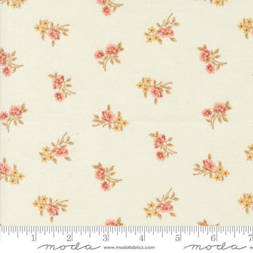 Image of the Sandalwood Rosalie Opal quilting cotton fabric by 3 Sisters for Moda Fabrics. Features a floral fabric on a cream background. Cute Little Fabric Shop