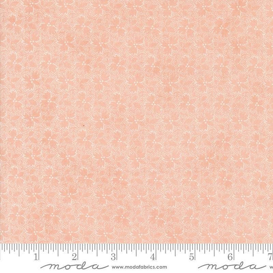 Image of the Sandalwood Harmony Rose Quartz quilting cotton fabric by 3 Sisters for Moda Fabrics. Features a floral fabric on a pink background. Cute Little Fabric Shop