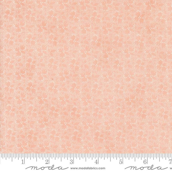 Image of the Sandalwood Harmony Rose Quartz quilting cotton fabric by 3 Sisters for Moda Fabrics. Features a floral fabric on a pink background. Cute Little Fabric Shop
