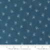 Image of the Sandalwood Felicity Indigo quilting cotton fabric by 3 Sisters for Moda Fabrics. Features a floral fabric on a blue background. Cute Little Fabric Shop