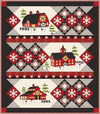 Image of the Winter Barns Block of the Month Quilt Pattern by Calico Patch Designs for Riley Blake Designs. Features winter themed houses and patterns on a quilt block. 
Cute Little Fabric Shop
