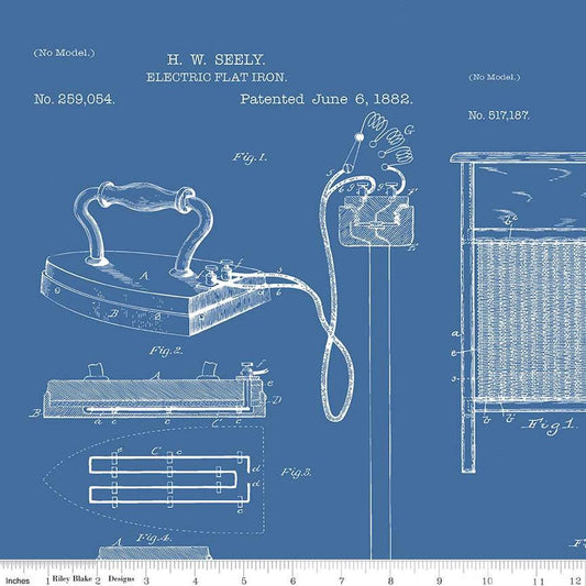 Image of the Wide Back Press On Clothing Care Blue quilting cotton fabric by J. Wecker Frisch for Riley Blake Designs. Features ironing instructions on a denim blue background.
Cute Little Fabric Shop