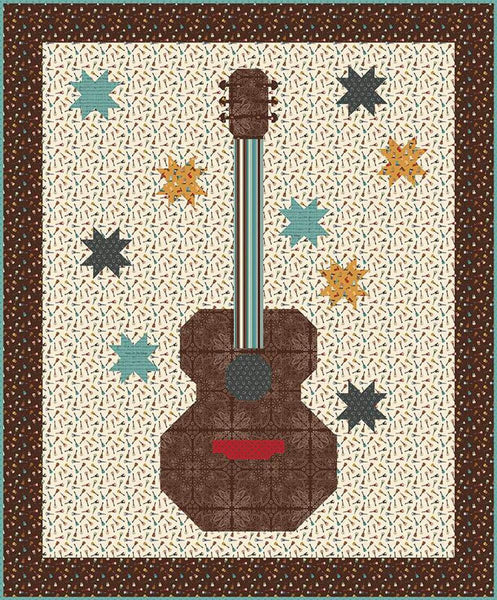 Image of the Country Song Boxed Quilt Kit by Echo Park Paper Co for Riley Blake Designs. Features a guitar on a cream background. 
Cute Little Fabric Shop