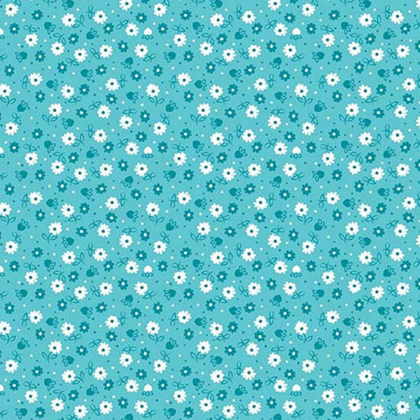 Image of the Granny Chic Daisy Blue quilting cotton fabric by Lori Holt for Riley Blake Designs. Features strawberries and flowers on a blue background.
Cute Little Fabric Shop