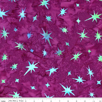 Image of the Expressions Batiks Bedazzled! Masquerade quilting cotton fabric by Pat Fryer for Riley Blake Designs. Features an abstract star pattern on a magenta background. 
Cute Little Fabric Shop