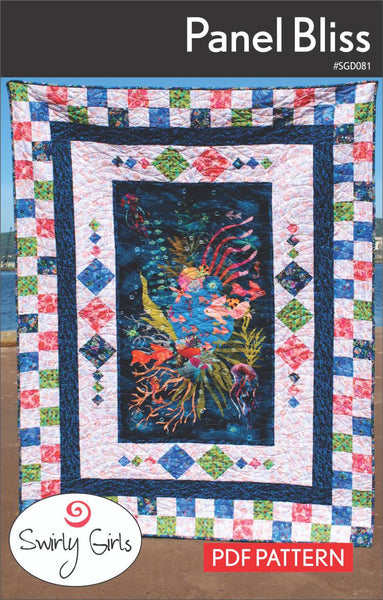 Image of the Panel Bliss quilt pattern. Features a panel in the middle of a quilt pattern. 
Cute Little Fabric Shop