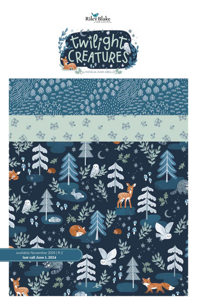 Image of the Twilight Creatures Storyboard by Natàlia Juan Abelló for Riley Blake Designs. Features forest animals on various blue backgrounds.
Cute Little Fabric Shop