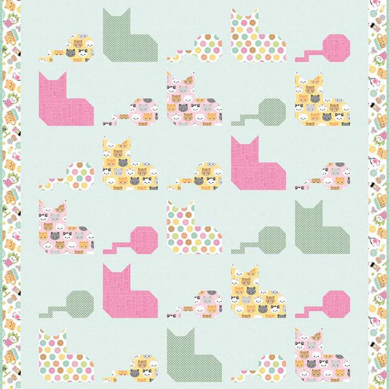 Image of the Under my Skein quilt pattern by Wendy Sheppard for Riley Blake Designs. Features cars and balls of yarn on a quilt. 
Cute Little Fabric Shop
