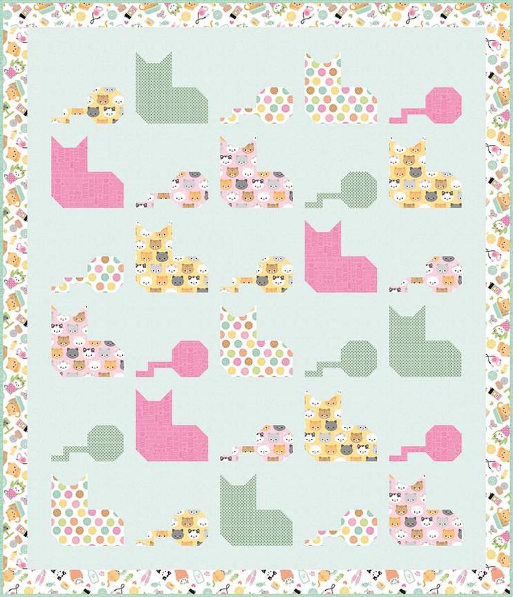 Image of the Under my Skein quilt pattern by Wendy Sheppard for Riley Blake Designs. Features cars and balls of yarn on a quilt. 
Cute Little Fabric Shop