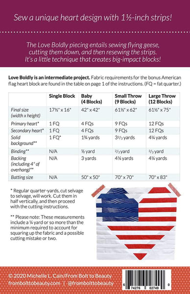 Image of the Love Boldly Quilt Pattern by Michelle Cain for Riley Blake Designs. Features the fabric requirements to make the quilt in multiple sizes.
Cute Little Fabric Shop