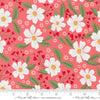 Image of the Love Blooms Florals Lipstick quilting cotton fabric by Moda Fabrics. Features flowers on a pink background. Cute Little Fabric Shop