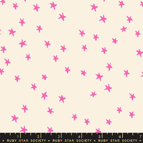 Image of the Starry Blenders Star Pink quilting cotton fabric by Alexia Abegg for Moda Fabrics. Features small scattered stars on a cream background. Cute Little Fabric Shop