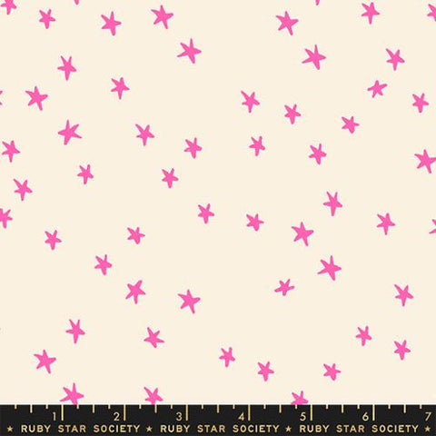 Image of the Starry Blenders Star Pink quilting cotton fabric by Alexia Abegg for Moda Fabrics. Features small scattered stars on a cream background. Cute Little Fabric Shop