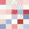 Image of the Hollyhocks and Roses collage. Features floral fabrics with pink, white, and blue. 
Cute Little Fabric Shop