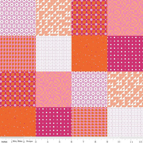 Image of the Celebrate Patchwork Magenta
 quilting cotton fabric by Sue Daley for Riley Blake Designs. Features a patchwork of bright colorful patterns on a many backgrounds.
Cute Little Fabric Shop